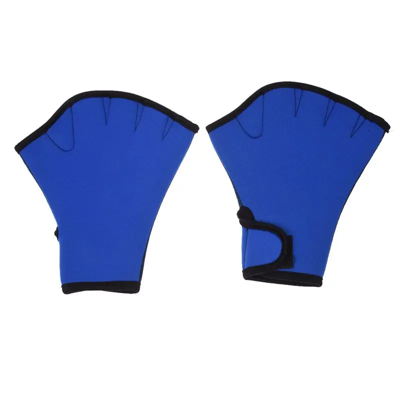 TOP!-Webbed fingers Gloves-Webbed fingers Gloves Without Fingers for Swimming in Swimming pool Training Surfing Blue Black New