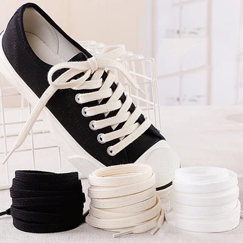 

1 Pair Cotton Flat Shoes Laces Canvas Available Length Double Layer Shoelaces Elastic Width Sports Shoe Laces 100/120/140/160cm