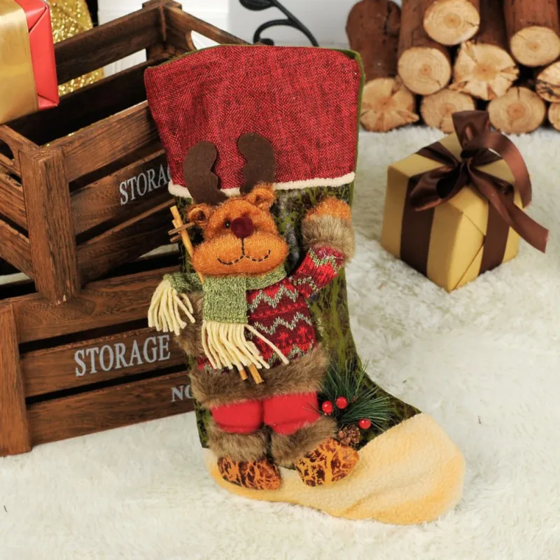 

Santa/Elk/Snowman Pattern Stocking Candy Stocking Gift Bag For Children Christmas Presents Regalos Navidad Christmas