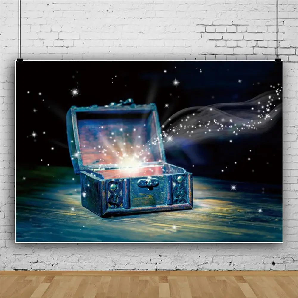 Laeacco Photo Backdrops Shiny Star Vintage Treasure Box Magic Party Baby Portrait Photographic Backgrounds For Photo Studio