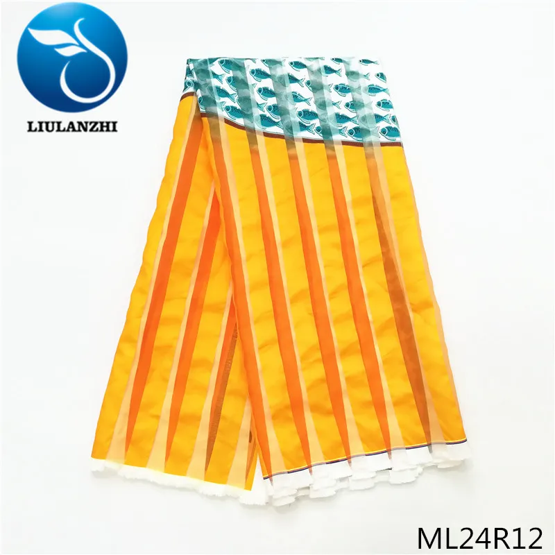 

LIULANZHI 2019 African Fabric Printed Ribbon Fabrics Orangza Sewing Fabrics for Dress Wholesale Ribbon Fabric ML24R01-15