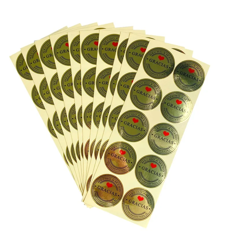 Shiny colored silver spanish thank you gracias seal sticker decoration Party Gift Decorations Labels 100pcs