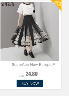 SuperAen New Europe Fashion Women Skirts Autumn Wild High Waist Mesh Skirts Female Casual