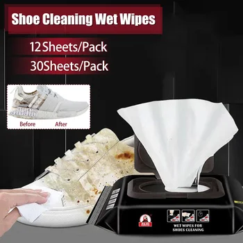 

12/30Sheets Portable Disposable Shoe Sneakers Cleaning Quick Wet Wipes White Shoes Artifact Wet Wipes for Shoe leather handbags