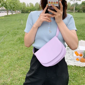 

Crossbody Bags for Women Half Round Messenger Bag Pu Leather Luxury Handbags Designer Shoulder Bag Fashion No Pocket Single Hard