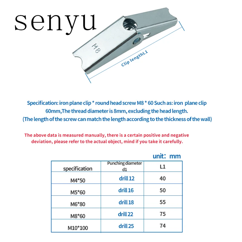 20Pcs/Lot drywall anchor M4 M5 M6 M8 M10 Plasterboard hollow wall cavity wall fixing spring toggle anchor