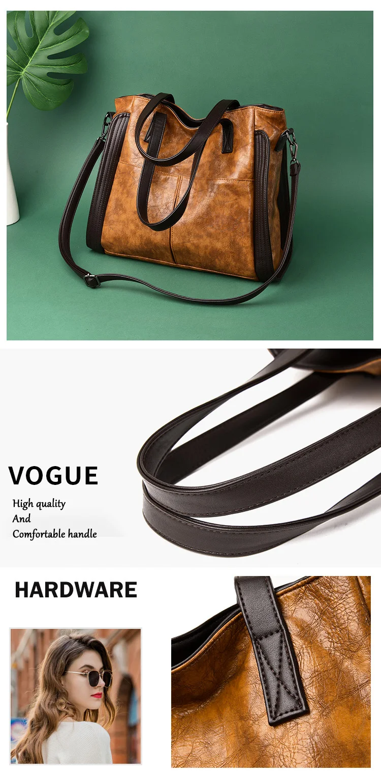 High Capacity Luxury Handbags Women Bags Designer Lady Shoulder Bag Retro Leisure Leather Messenger Bags for Women Tote Bag