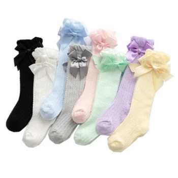 

Newborn Baby Girls Knee High Socks Candy Color Sweet Bowknot Stockings Infants Toddlers Dress Non Slip Long Socks for 0-3Years
