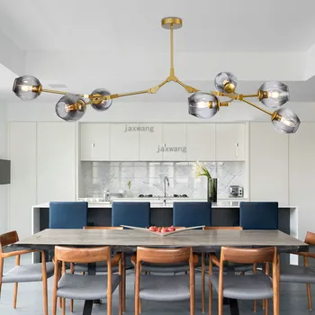 

Nordic LED Lighting Pendant Lights Lustre Dining Room Suspension Luminaire Adjustable Gold/Black Light Pole Glass Pendant Lamp