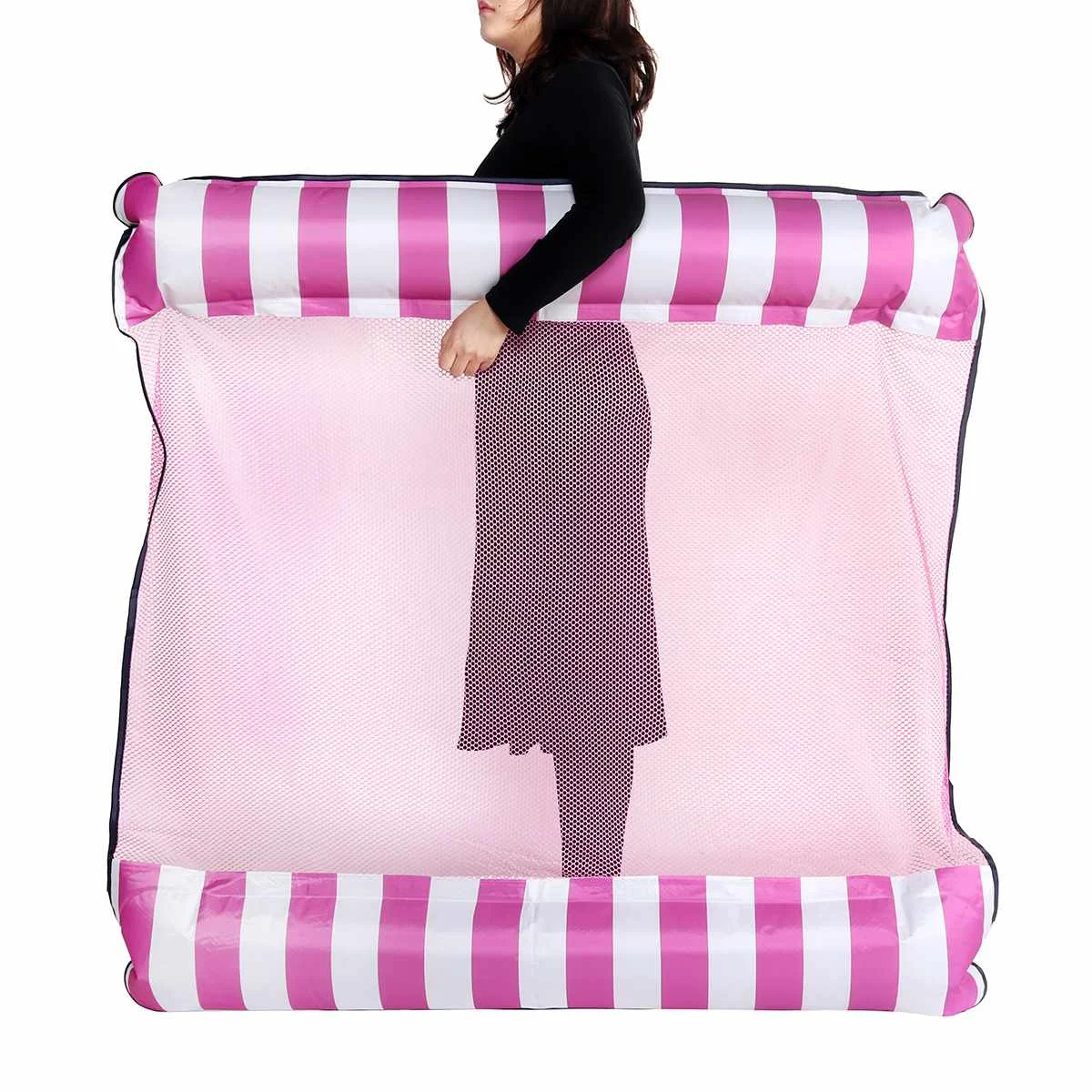 Double pink 132x129 см Надувная складная плавающая кровать 400 кг нагрузка двойной водный гамак поплавок бассейн Lounge кровати стул для плавания для 2 человек - Цвет: Double pink