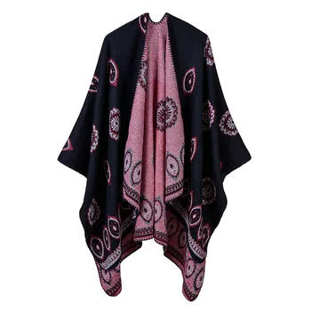 

European And American New Dandelion Shawl Wrap Swing C Casual Tassel Computer Knitted Thick Plaid For Autumn And Winter