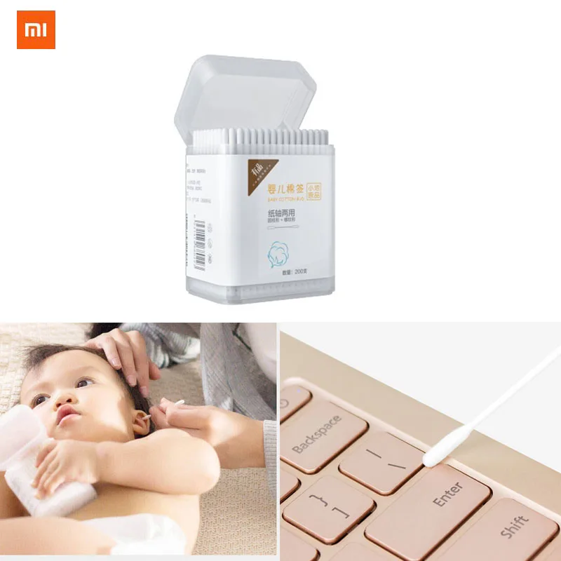 Xiaomi Mijia Xiaochi ватный тампон бумажная палочка с 2 головками для обеззараживания ушей острый хлопковый тампон деревянные палочки для детской Домашней Очистки