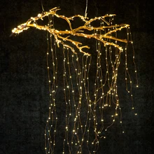 600 светодиодный s огни в виде лозы медная проволока ветка огни Светодиодный Сказочный струнный свет подключаемый адаптер кафе Рождественская Свадебная вечеринка украшение