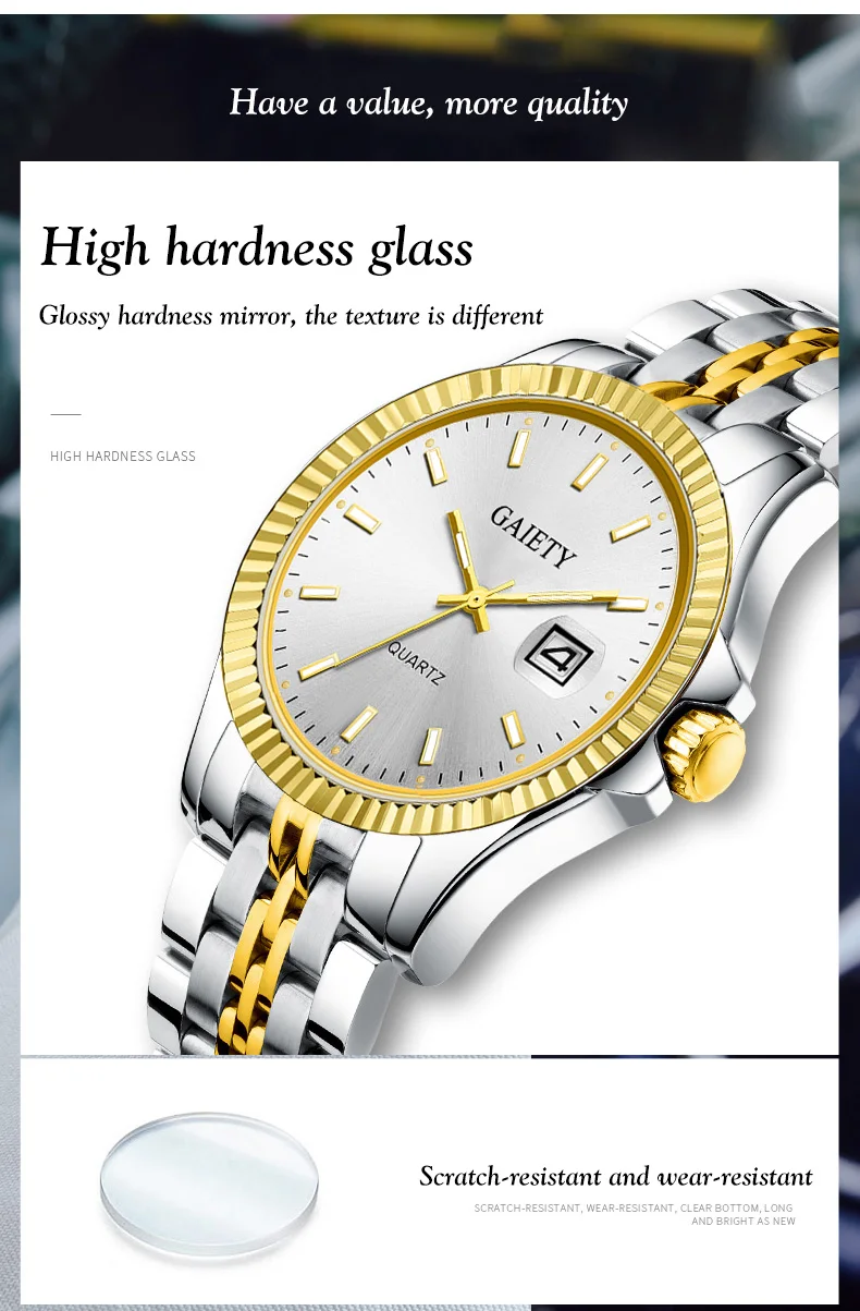 Мужские часы Gaiety бренд бизнес золото Алмаз Мода календарь Роскошные водонепроницаемые кварцевые наручные часы Relogio Masculino