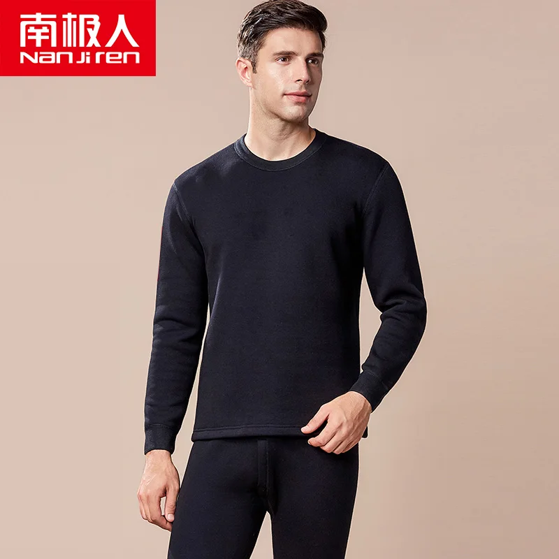 nanjiren thermal underwear men long johns underwear men set thick Long sleeve solid color warm homesuit cotton winter clothes 3