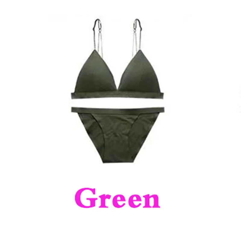 Green Set Бюстгальтер для кормящих матерей, сексуальный бюстгальтер для беременных, комплект французского нижнего белья, простой стиль, тонкий пояс, открытая спина, треугольная чашка, сексуальный бюстгальтер на косточках - Цвет: Green Set