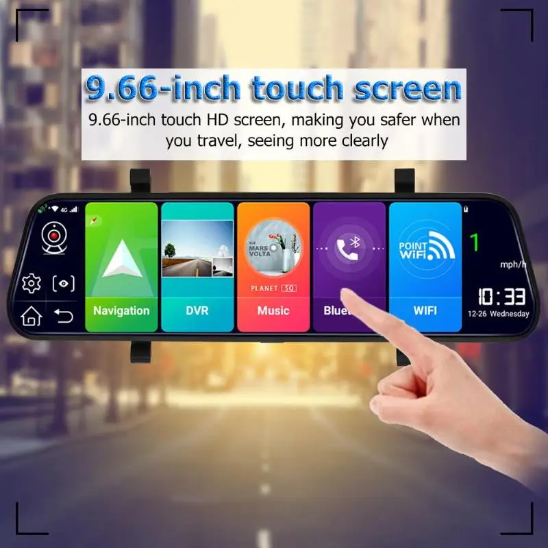 9,66 ''1080 P поток зеркало заднего вида Android 4G тире камера ADAS WiFi gps навигатор Автомобильный видеорегистратор Регистратор