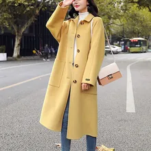 Осенне-зимнее женское Шерстяное Пальто Новое высококачественное тонкое длинное шерстяное пальто женское элегантный шерстяной комбинированная Верхняя одежда# J30