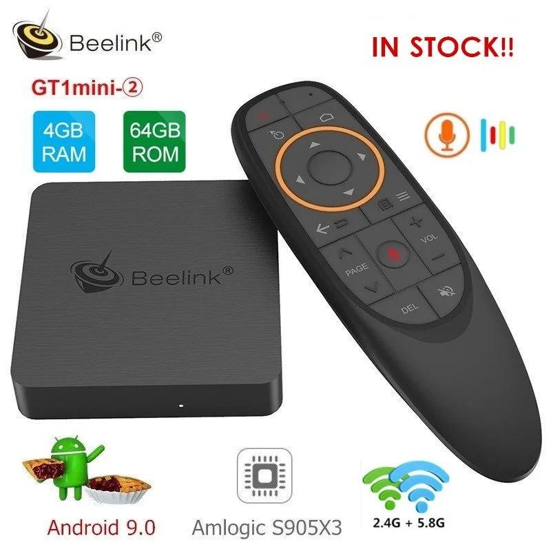 Beelink GT1mini 2 Smart TV Box Amlogic Android 9 0 S905X3 4 Гб DDR4 64 ROM голосовой пульт 4G + 5 8G WiFi 1000 Мбит/с USB BT