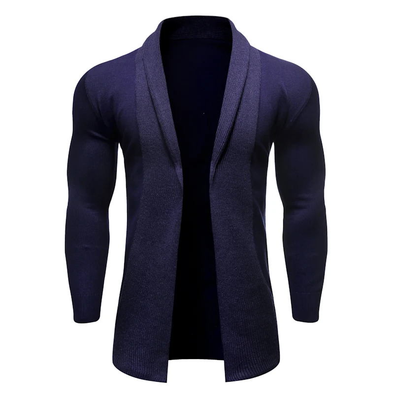 

Knit Cardigan Men's Solid Color Lapel No Doors Autumn Simple Joker Sweater Jacket Warm Soft Breathable Sweater