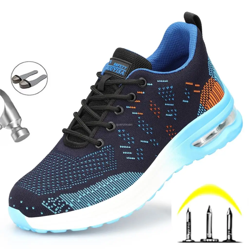 Zapatos de seguridad para hombre, calzado de trabajo con punta de acero, a prueba de perforaciones, Indestructible