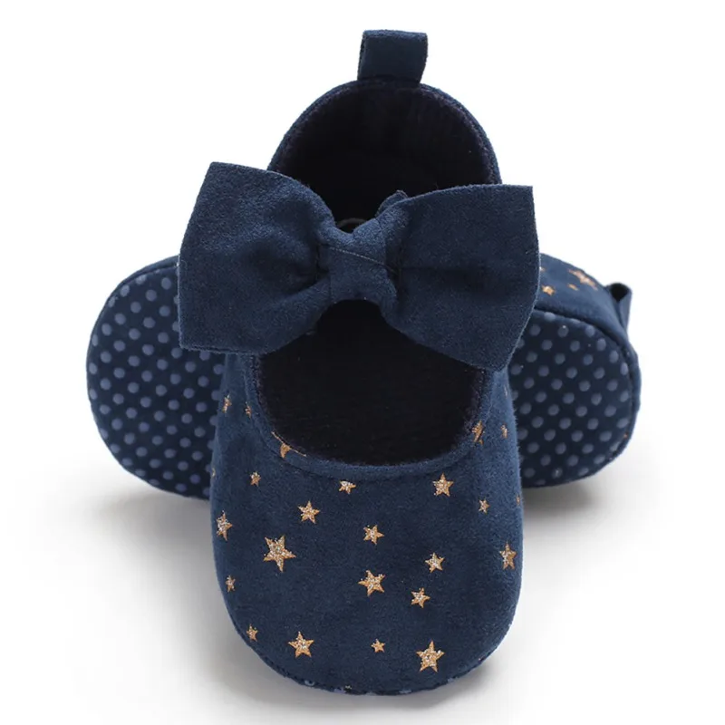 Цветочные кроссовки для новорожденных девочек; Повседневная хлопковая обувь с бантом для малышей; кожаная обувь принцессы с блестками и звездами для маленьких девочек 0-18 мс - Цвет: DL
