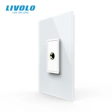  Livolo US AU Standard 22.5mm Luxurious Telephone Com TV  SATV Aiduo Socket, Pearl Crystal Glass Panel, Socket Plugs 