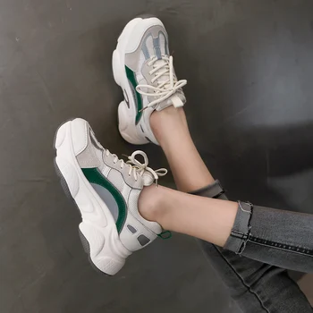 

2020 Women Chunky Sneakers Spring High Heels Ladies Casual Shoes Women Wedges Platform Shoes Tenis Chaussure Femme