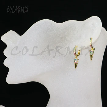 

4 Pairs Cone shape rainbow zircon stone earring Fashion gold color earrings gift for lady fashion jewelry earrings5651