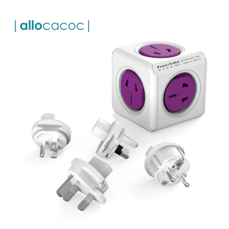 

Allocacoc Powercube Travel Adapter Plug Power Strip International Universal Socket USB 2500W For USA Australia New Zealand Japan