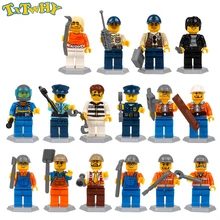 Строительные блоки, совместимые с DUPLOed, семейные рабочие, полицейские кирпичи, фигурки, игрушки для детей, подарки