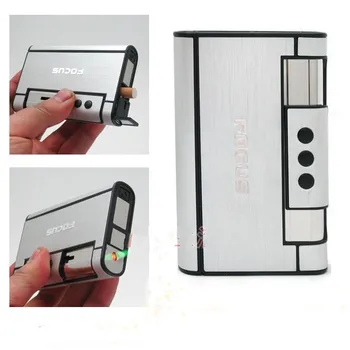 

New 1pcs Automatic aluminium Cigarette Case With Windproof Lighter, Cigarette Cigar Lighters Cigarette Box Man's Gift JD007