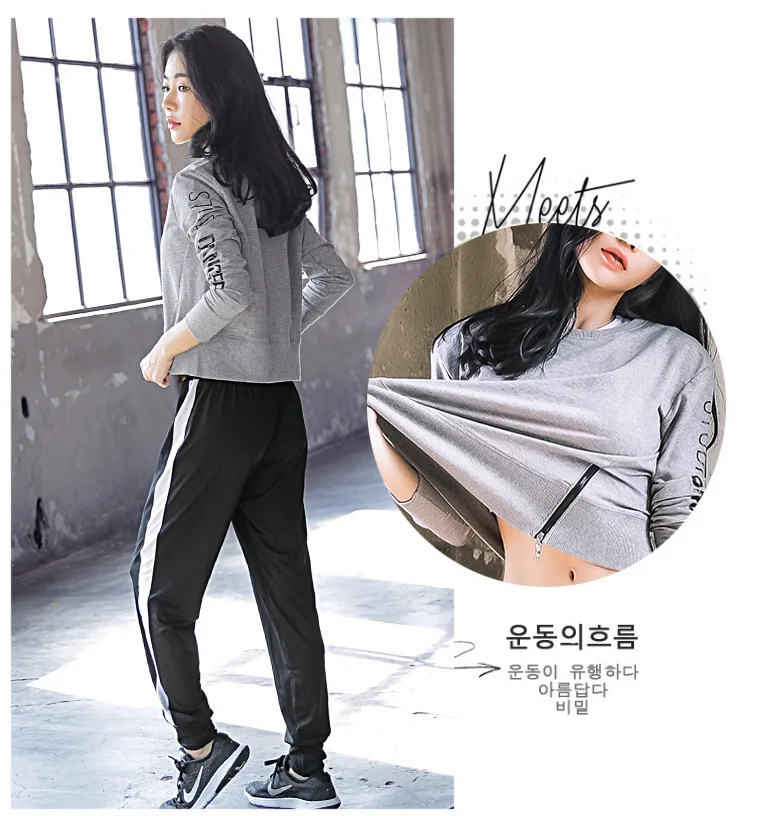 South Korea New Style Yoga Clothes WOMEN'S Suit Running Fitness Sports Three-piece Set Quick-Dry Hoodie Harem Closing Trousers