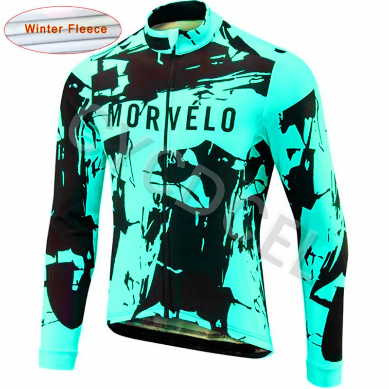 Morvelo Cycling Jersey Winter Long sleeve Thermal Fleece Racing Bicycle Mountain MTB Pro team Cycle Clothing Ropa Ciclismo