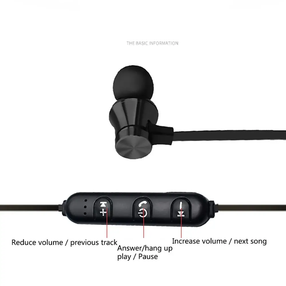 Магнитные беспроводные Bluetooth наушники стерео спортивные водонепроницаемые с