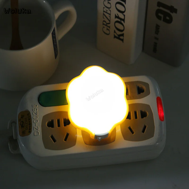 10pcs/lot Cartoon LED Night Light AC110-220V Light Control Wall Lamp With US Plug For Kid/Baby Bedroom Bedside Lamp CD50 W05