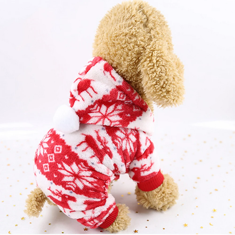 Warm Santa Claus Pet Dog Clothes Christmas Pet Dog Puppy Costume Christmas Pet Coat Hoodie Puppy Jumpsuit Vest Costume