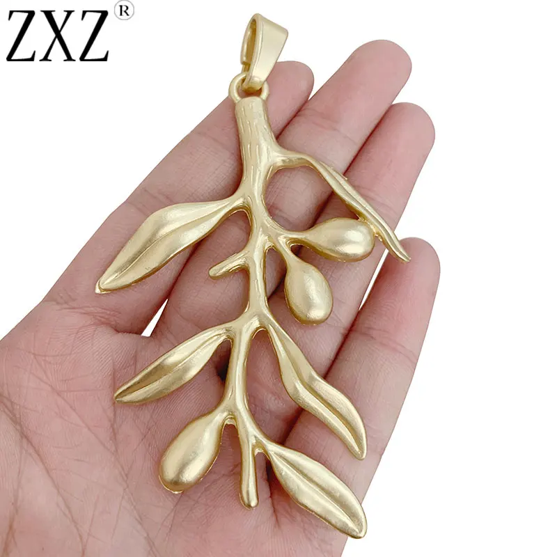 

2pcs Matt Gold Large Leaf Bud Branch Charms Pendants for Necklace Jewelry Making Findings 96x60mm