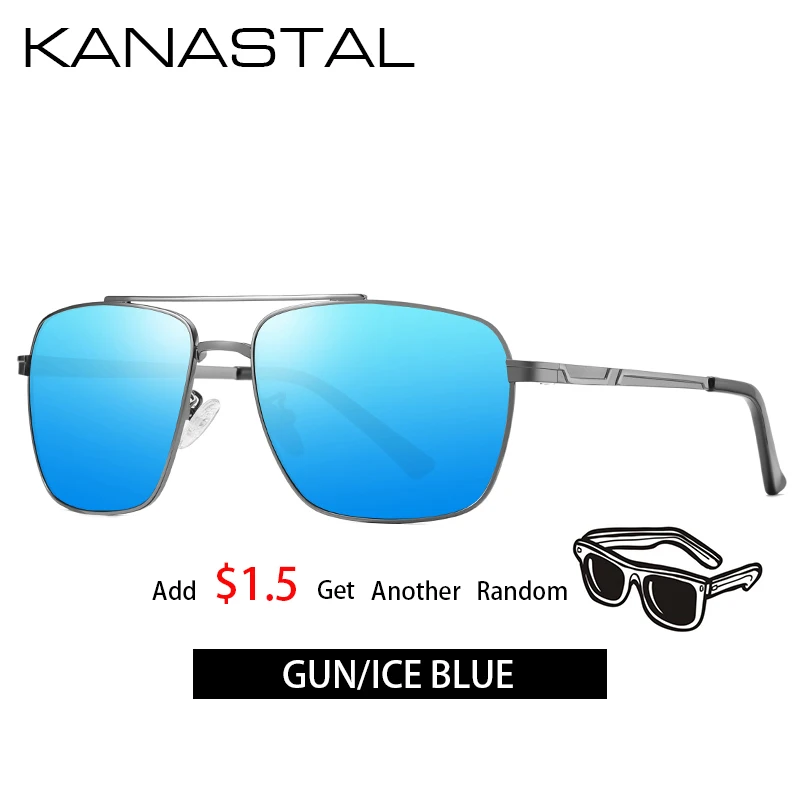 blue2 KANASTAL, квадратные поляризованные солнцезащитные очки, мужские, для вождения, солнцезащитные очки, сплав, оправа, очки, аксессуары, солнцезащитные очки для мужчин, oculos UV400 - Цвет линз: blue2