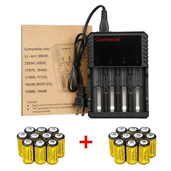 

Garberiel 20 pack 3.7V CR123A 16340 Rechargeable Battery with 4 Slots Charger