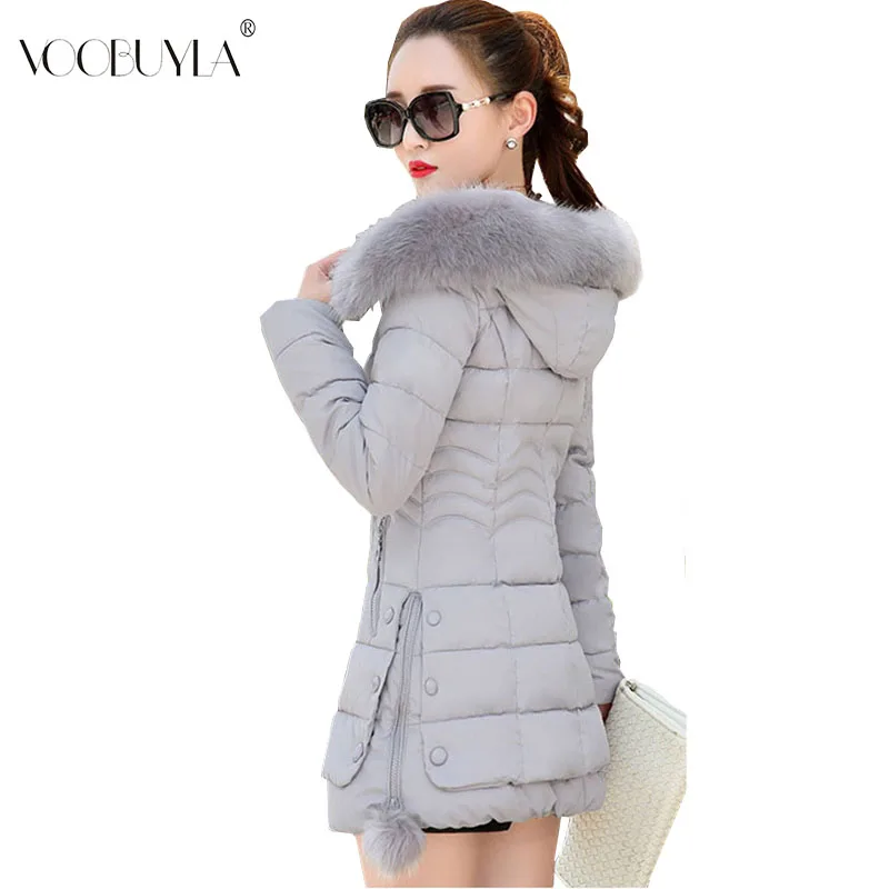 Faux Fur Parkas Women Down Jacket Plus Size Womens Parkas Thicken Outerwear Hooded Winter Coat Female Jacket Cotton Padded