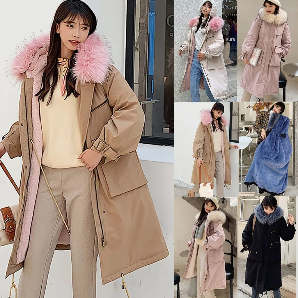 Зимняя куртка для женщин, теплое однотонное плотное пальто с капюшоном, Manteau Femme Winterjas Dames Parka Abrigos Mujer Invierno Kurtka Zimowa damsk