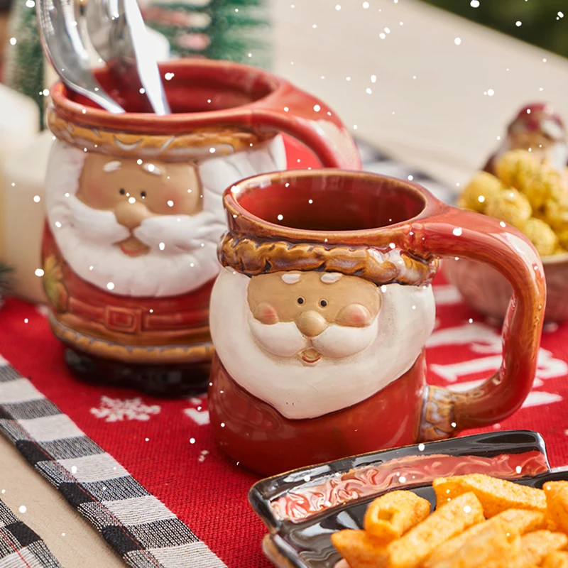 ChristmasCupSantaClausCartoonCeramicMugBreakfastCoffeeMilk