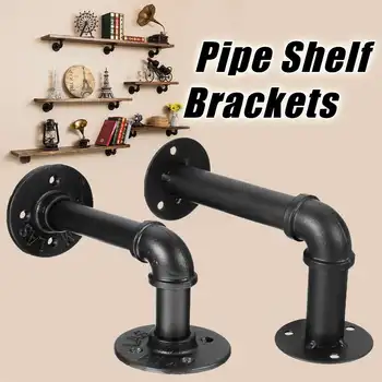 

1Pcs Industrial Black Iron Pipe Shelf Bracket Wall Mounted Floating Shelf Hanging Wall Hardware DIY Home Decor