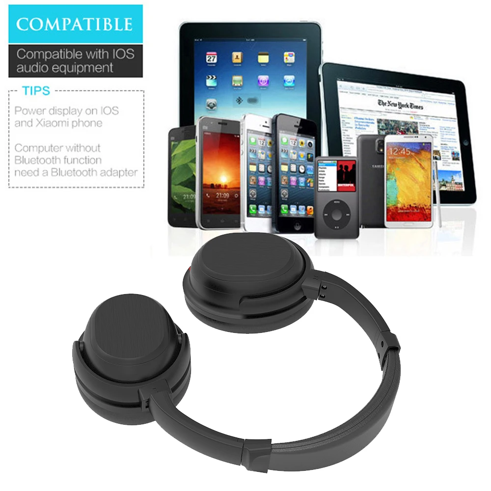 BH519 Active Noise Cancelling Bluetooth 5.0 Headphones Wireless Foldable Stereo Deep Bass Earphone Head Mounted Headset With Mic