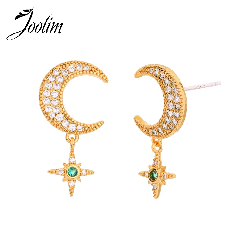 

JOOLIM Fine Jewelry High End Delicate Moon Star Cooper Earring 925 Sterling Silver Post Design Jewelry