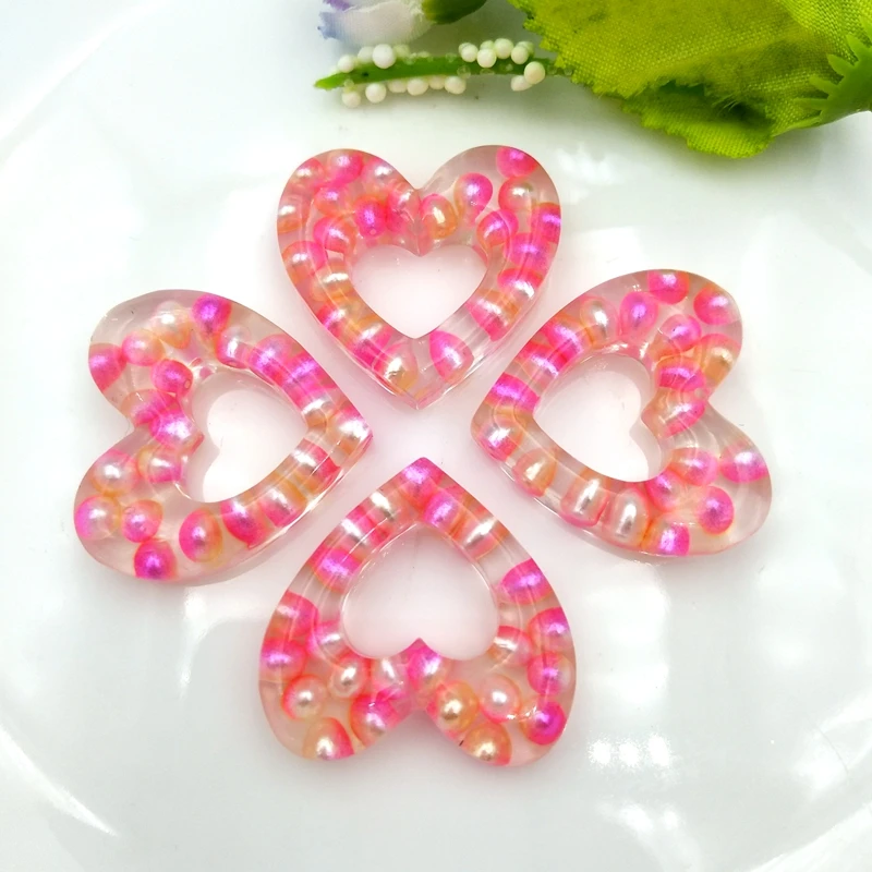 8 шт. милые блестящие полые формы сердца для телефона Diy deco Kawaii Flatback Смола Кабошон Украшения для скрапбукинга 28*30 мм