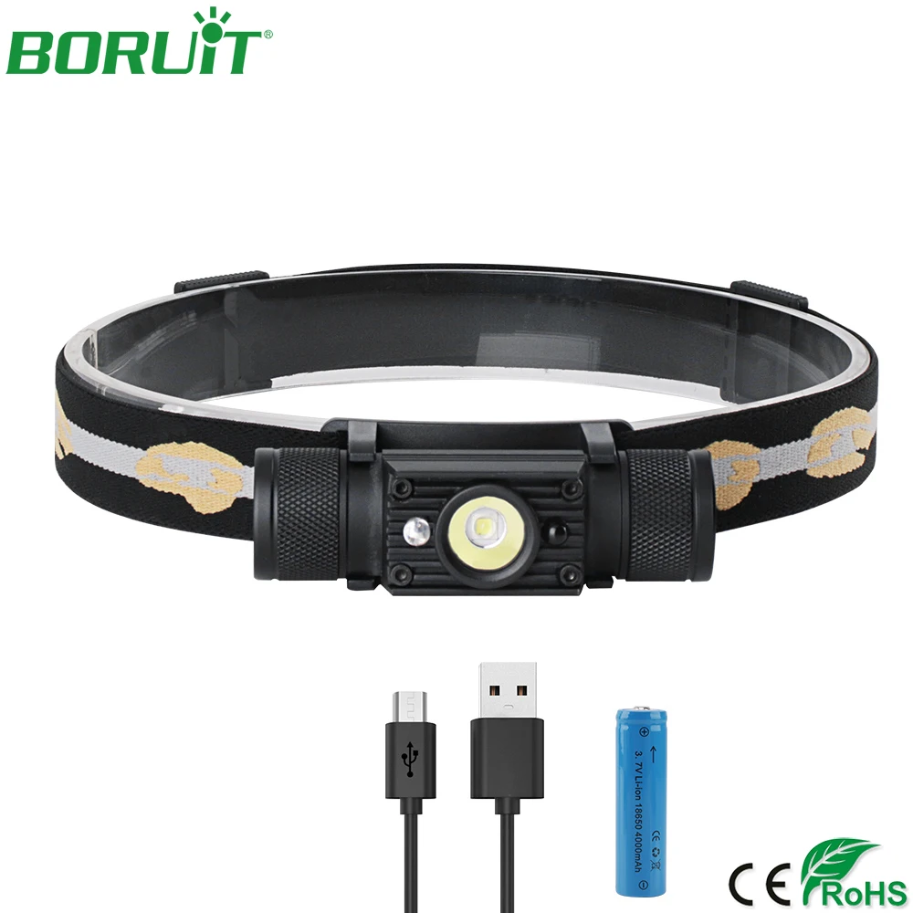 BORUiT ИК датчик налобный фонарь вспышка светильник XML L2 светодиодный USB