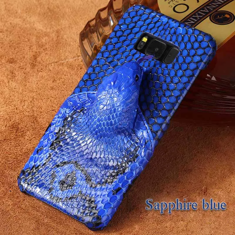 Роскошный чехол для телефона для samsung Galaxy S6 S7edge S8 S9 S10 плюс A30 A50 A70 головой змеи для Note 8, 9, 10, A5 A7 A8 J5 чехол - Цвет: Blue