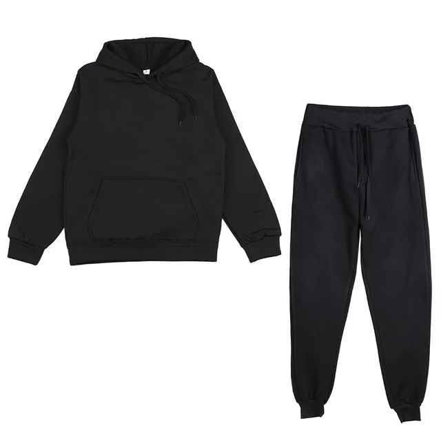 Tracksuits Men's Women's Hoodie Pants Set Oversized Long Sleeve Sportwear Tracksuit Set Autumn Winter Suits On Fleece Men Women black